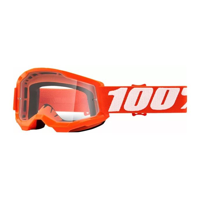 100% MX Goggles Strata 2 Youth Orange Clear